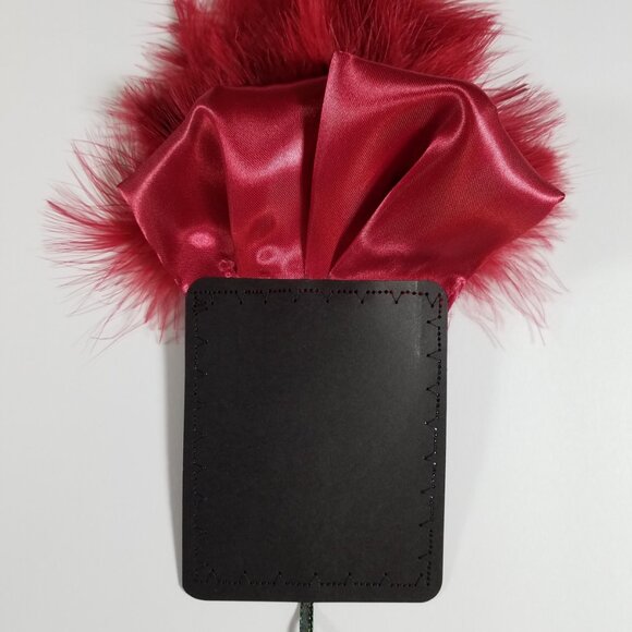 New - Burgundy Red Satin Ruffle & Feather Pocket Square Insert - Picture 3 of 7